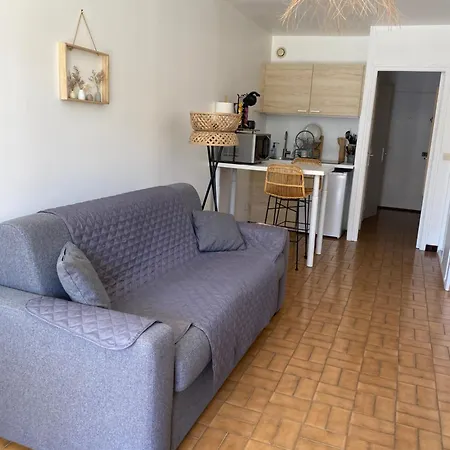 Apartamento studio cabine rénové dans résidence au calme,200m de la mer avec parking privé *